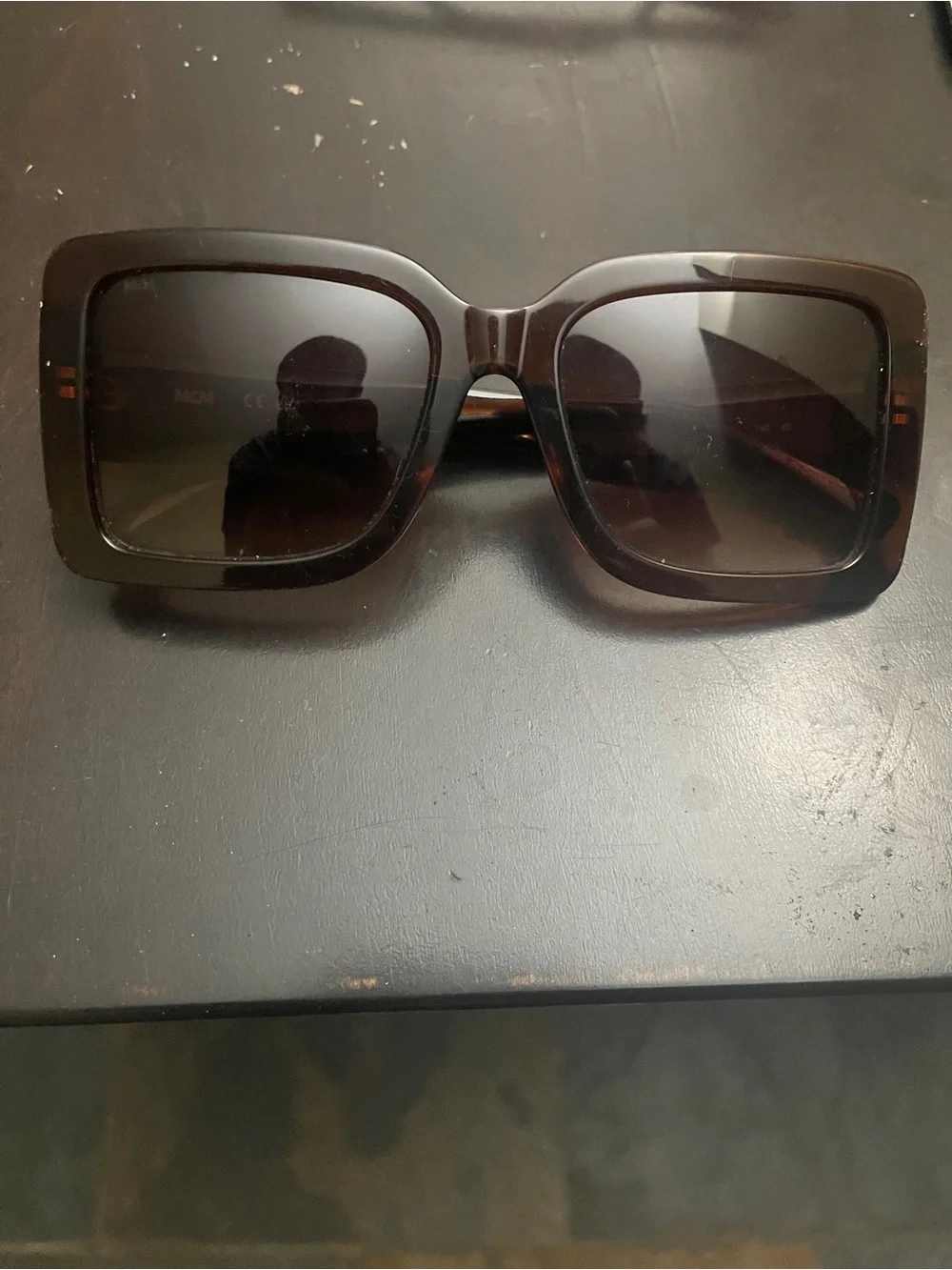 MCM Black Square Frames with Brown Monogram Temples